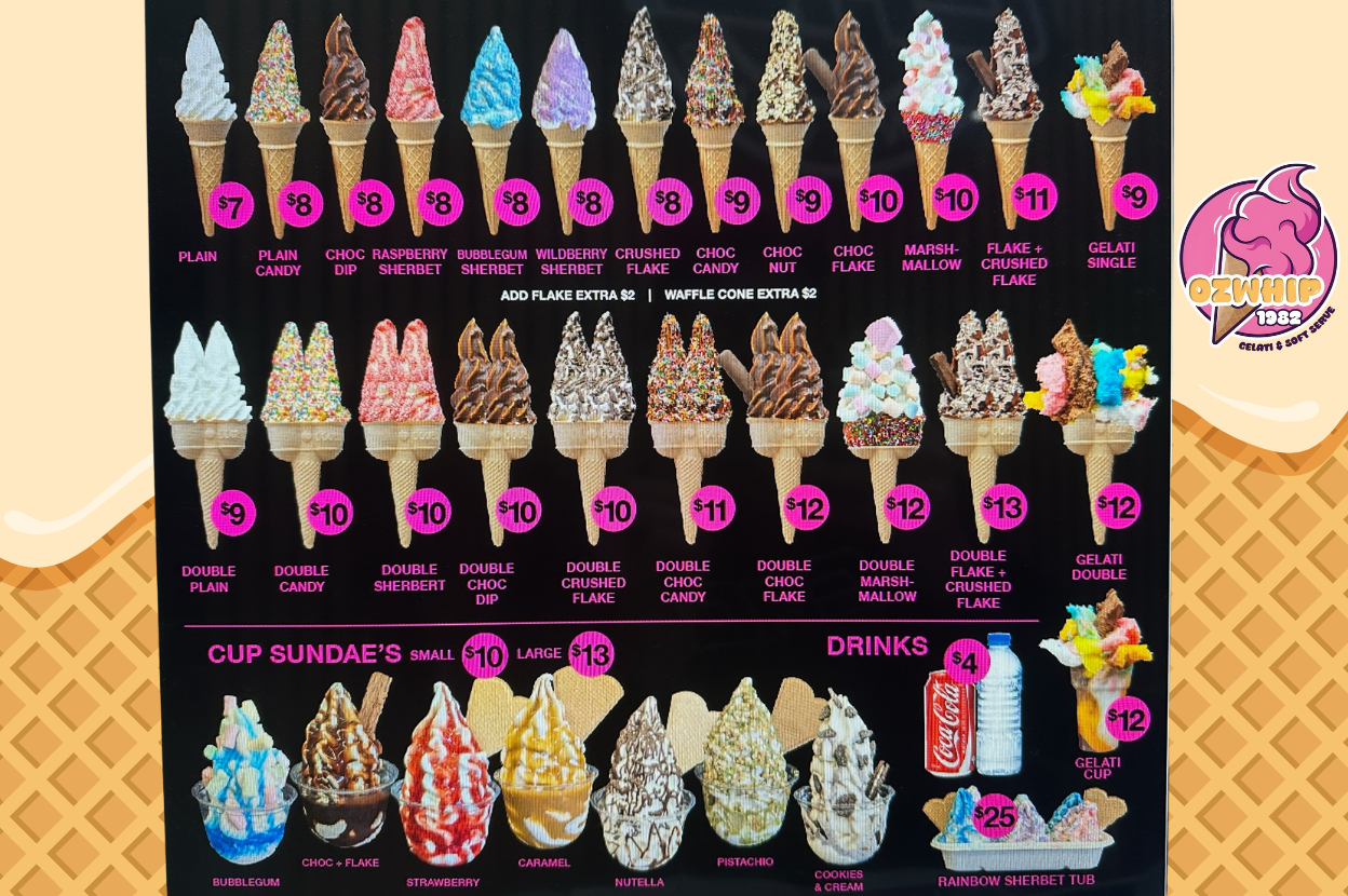 Ice Cream Menu